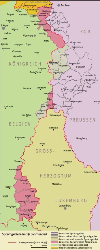 1800-1900 Sprachgebiete in Ostbelgien