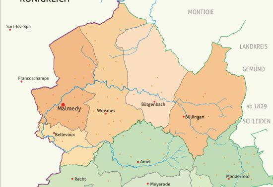 Les arrondissements d’Eupen et de Malmedy à l’époque prussienne (carte : Klaus-Dieter Klauser)
