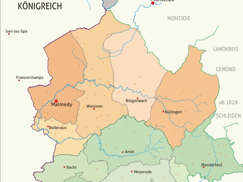 Les arrondissements d’Eupen et de Malmedy à l’époque prussienne (carte : Klaus-Dieter Klauser)
