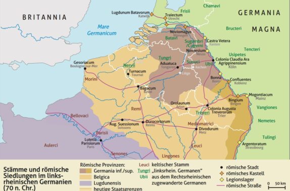 70 Stämme und römische Siedlungen im links-rheinischen Germanien