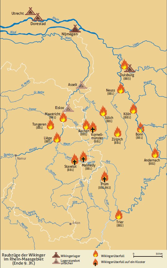 880-890 Raubzüge der Wikinger