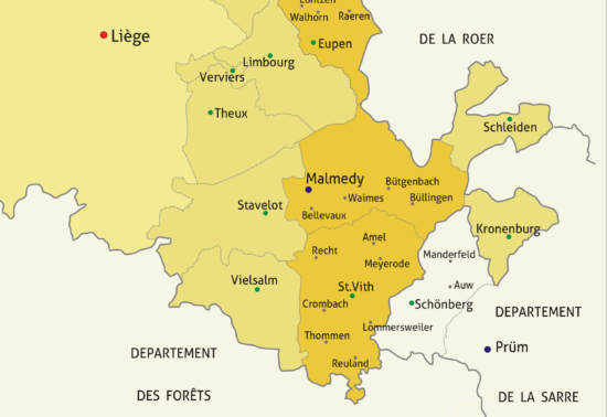 De districten Eupen en Malmedy in de Pruisische tijd (Kaart: Klaus-Dieter Klauser).
