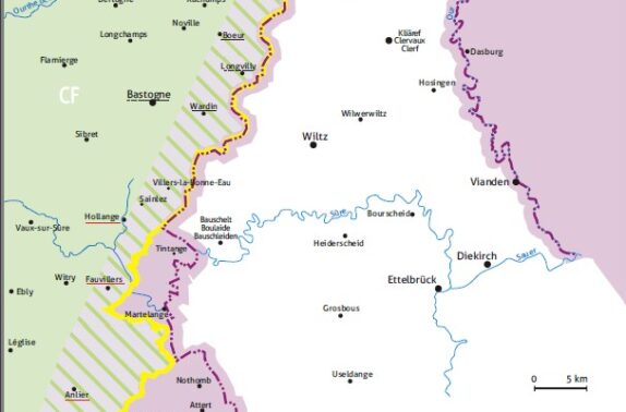 Sprachgebiete und Sprachengrenzen im Osten der Provinz Luxemburg
