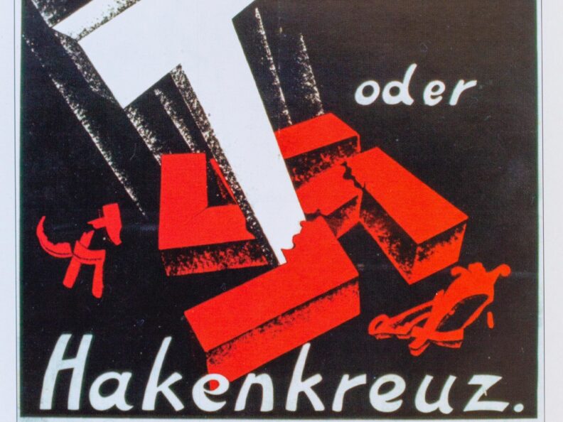 Affiche électorale du parti catholique, 1939 (Freddy Cremer & Werner Mießen (éd.), Spuren. 1933-1939. Materialien zur Geschichte der Deutschsprachigen Gemeinschaft Belgiens, Eupen, 1995, Spur 29).