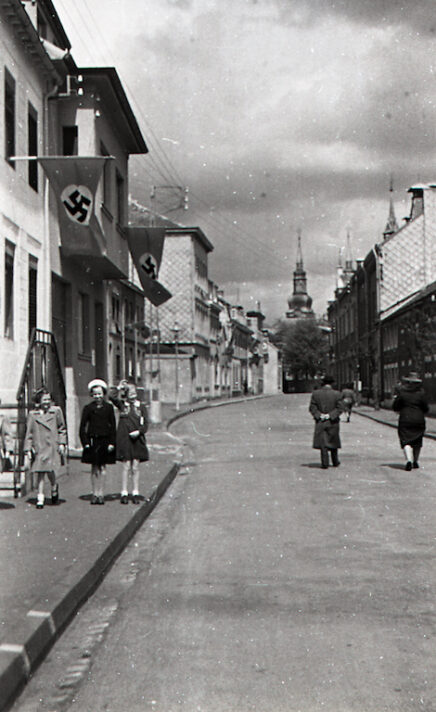 Die Hufengasse in Eupen im Zweiten Weltkrieg. Sie wurde von den Nazis umgetauft in „Josef-Kerres-Straße“ (Quelle: Staatsarchiv Eupen).